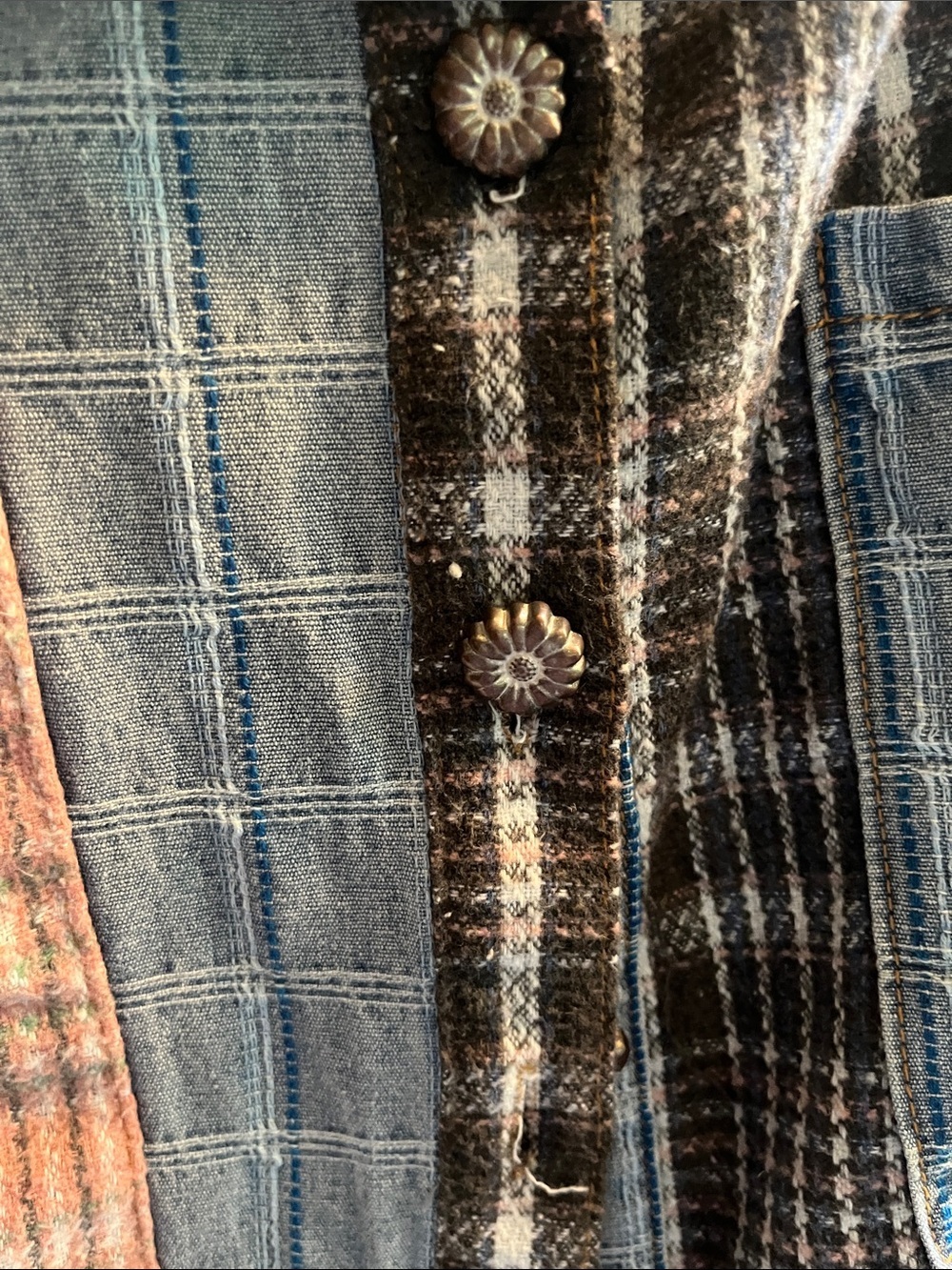 POL Mixed Blue and Brown Plaid Button-Up Shirt Jacket - Picture 3 of 8